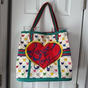 Brights n love joy canva Colorful Heart Tote Bag